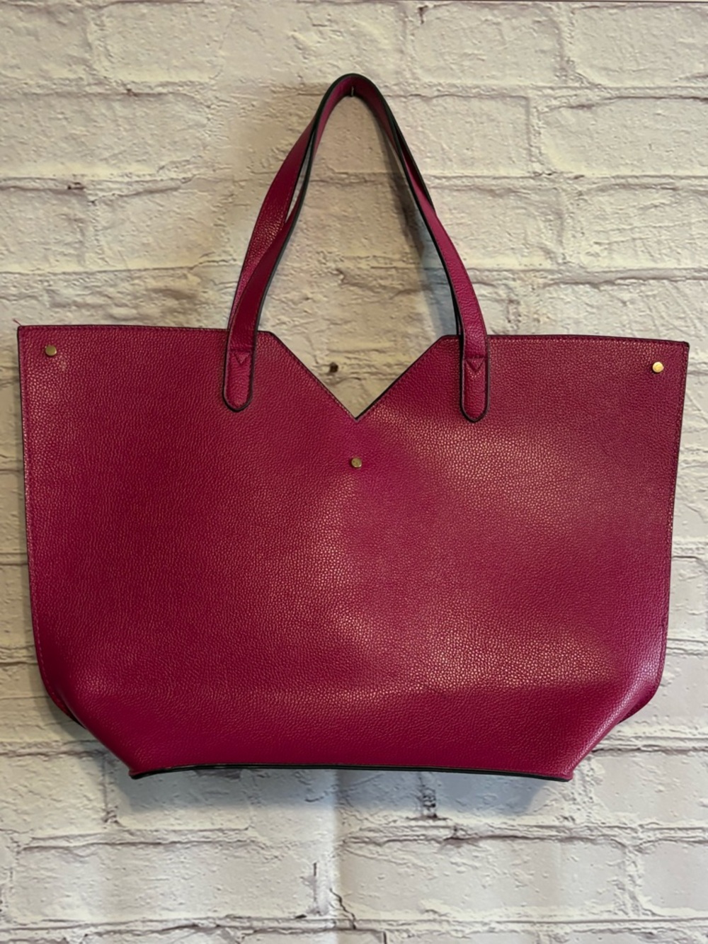 Neiman Marcus Fuchsia PU Leather Tote with Tassel - Picture 3 of 8